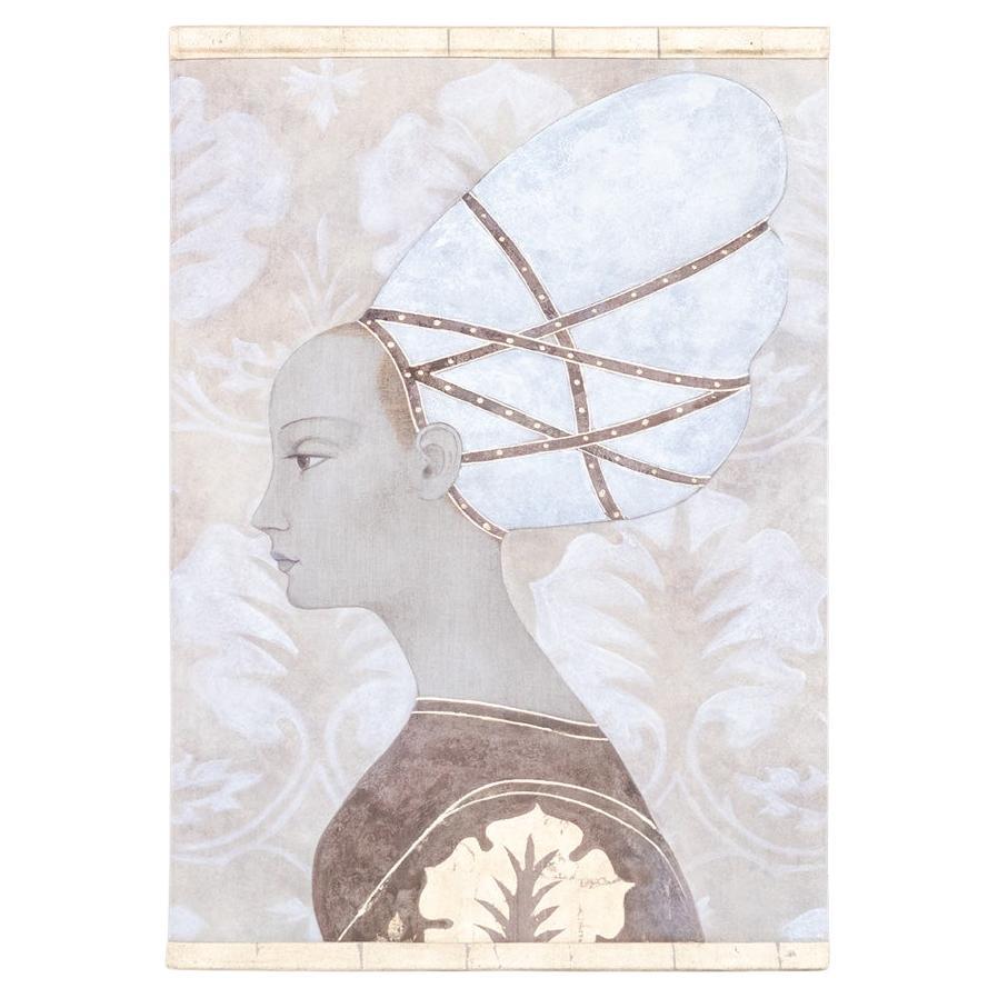 Painted canvas representing an Italian noble woman. Contemporary. For Sale