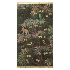 Painted canvas representing animals on an exotic background. Contemporary.