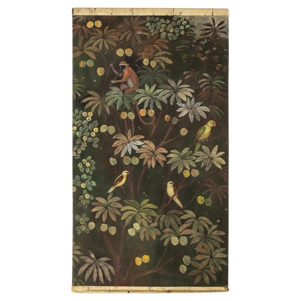 Painted canvas representing animals on an exotic background. Contemporary.