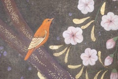 Painted canvas representing birds in a country setting. Contemporary.
