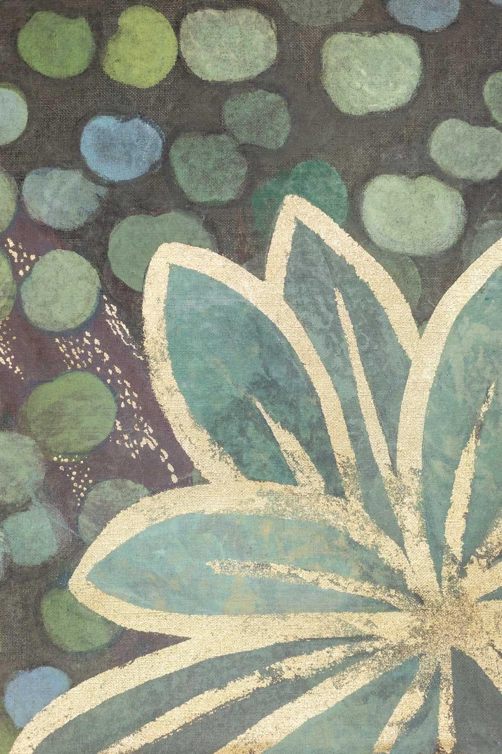 Tela Painted canvas representing birds in a country setting. Contemporary. in vendita