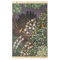 Painted canvas representing birds in a country setting. Contemporary.