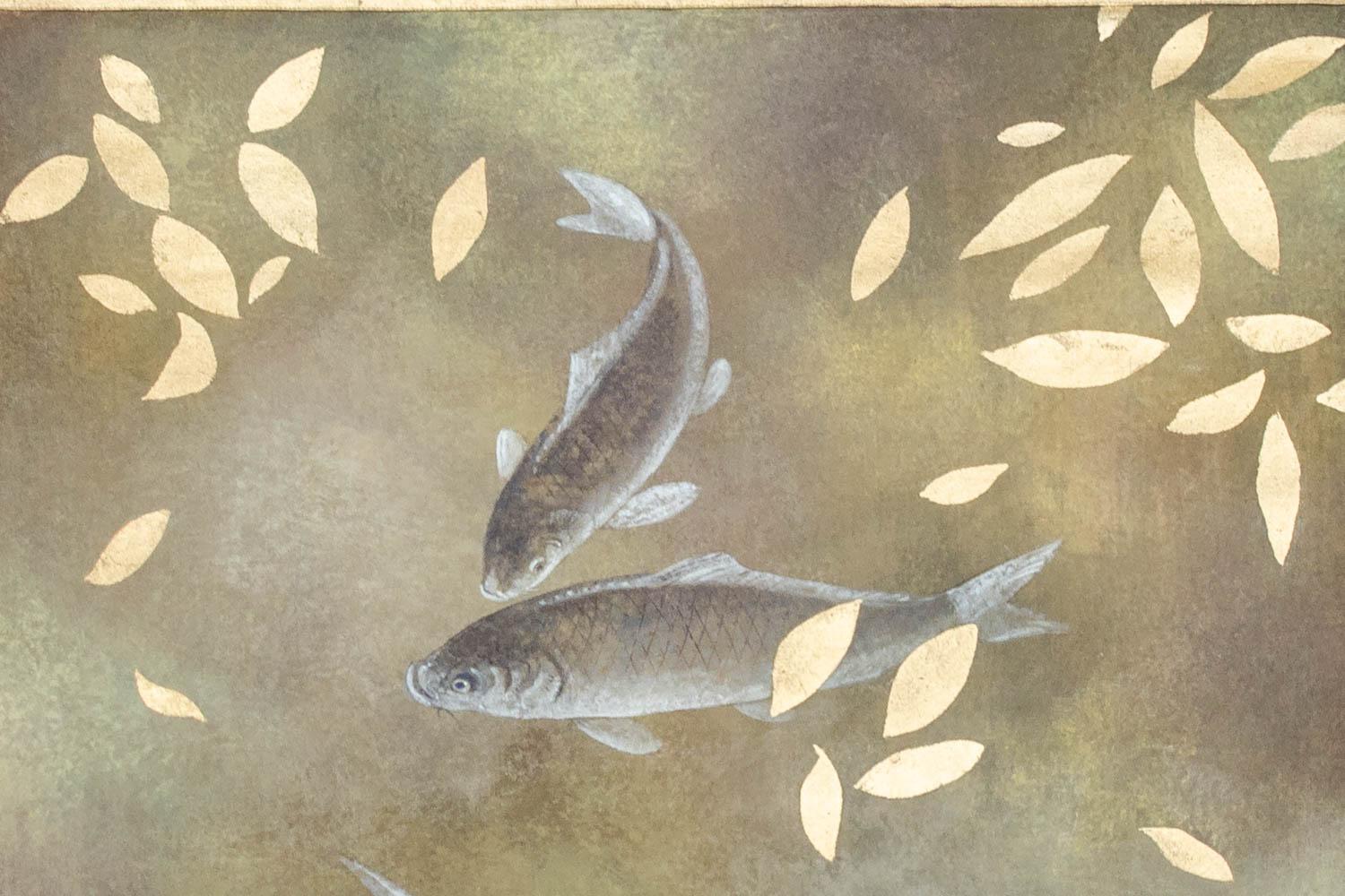 Painted canvas representing carp. Contemporary work. Francés en venta