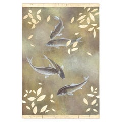 Painted canvas representing carp. Contemporary work.