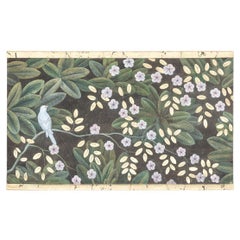 Painted canvas representing flowers and birds. Contemporary work.