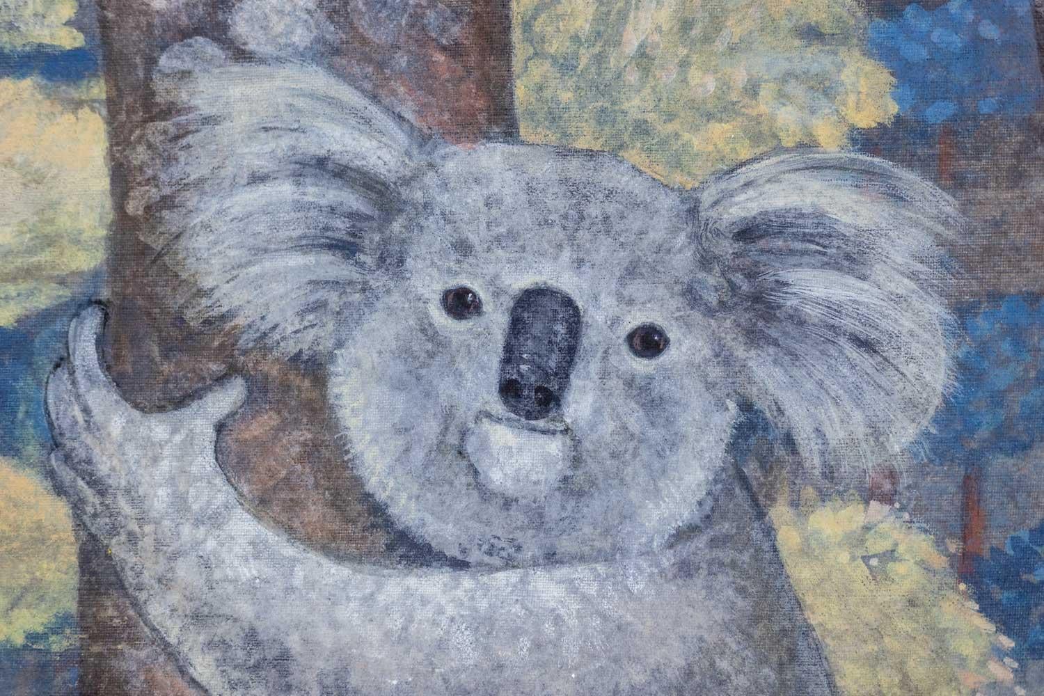 Painted canvas representing koalas. Contemporary work. In Excellent Condition For Sale In Saint-Ouen, FR