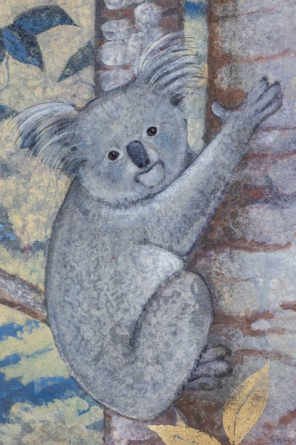 Painted canvas representing koalas. Contemporary work. For Sale 2