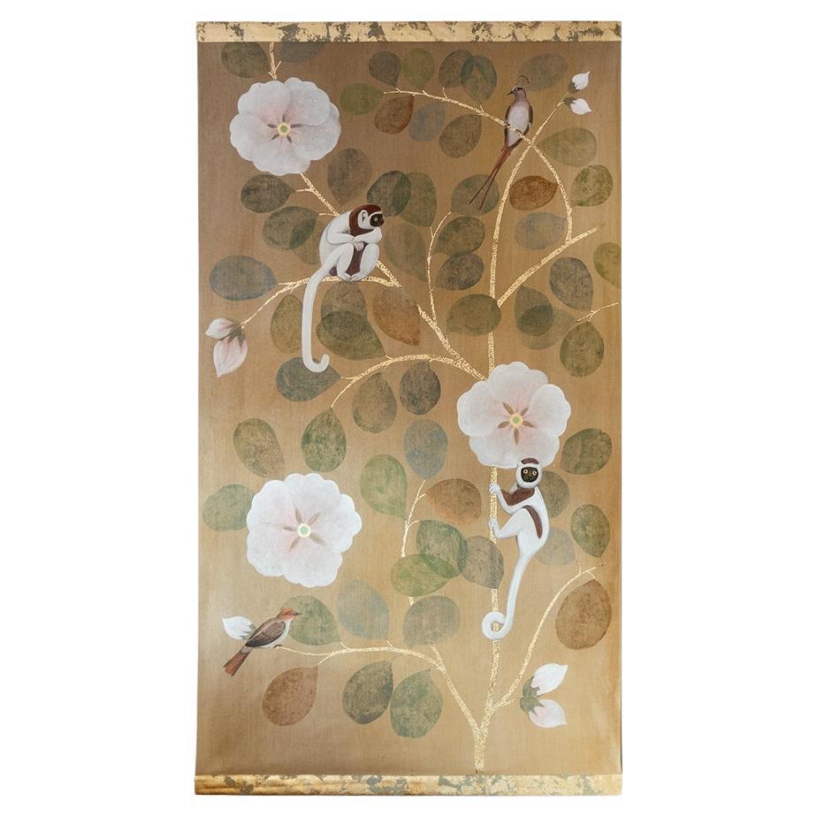 Painted canvas representing lemurs. Contemporary work.