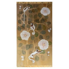 Painted canvas representing lemurs. Contemporary work.