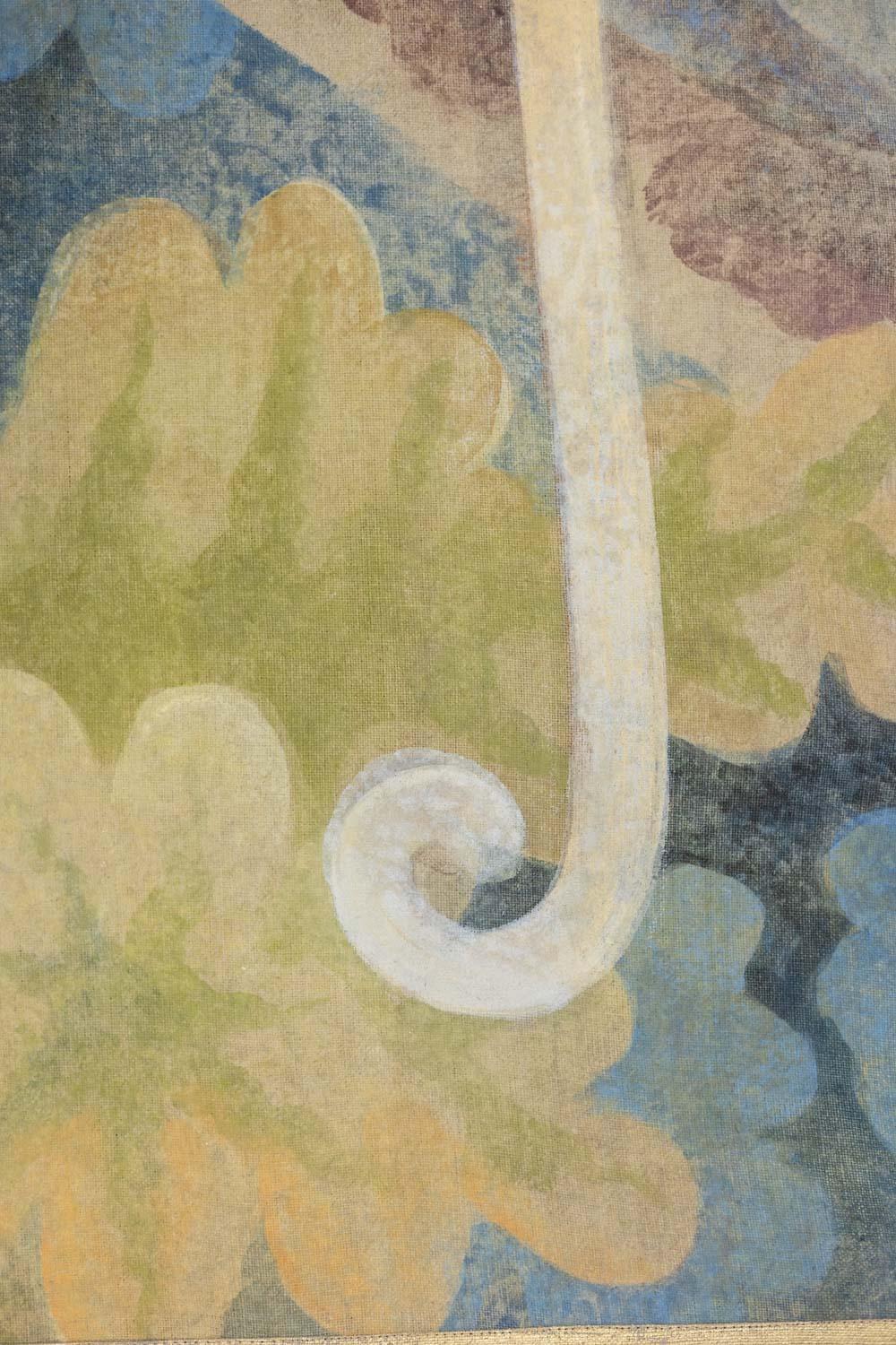 Tela dipinta o pannello decorativo che rappresenta scimmie stilizzate appollaiate sui loro rami, su uno sfondo di fogliame.

Opere di artisti francesi contemporanei.

Riferimento: LS5970675Y

Tela di lino grezzo dipinta a mano con pigmenti naturali