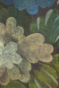 Painted canvas representing parakeets. Contemporary work.