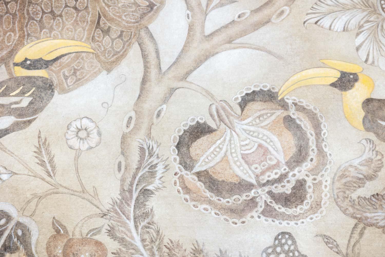 Dipinto a mano Tela dipinta raffigurante tucani. Lavori contemporanei. in vendita