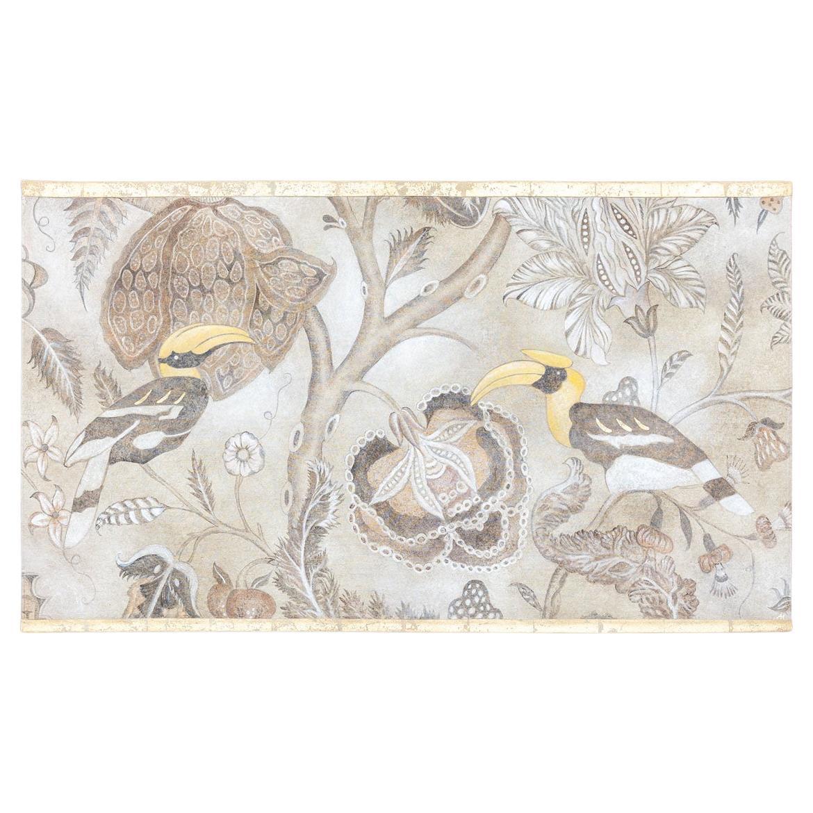 Painted canvas representing toucans. Contemporary work.