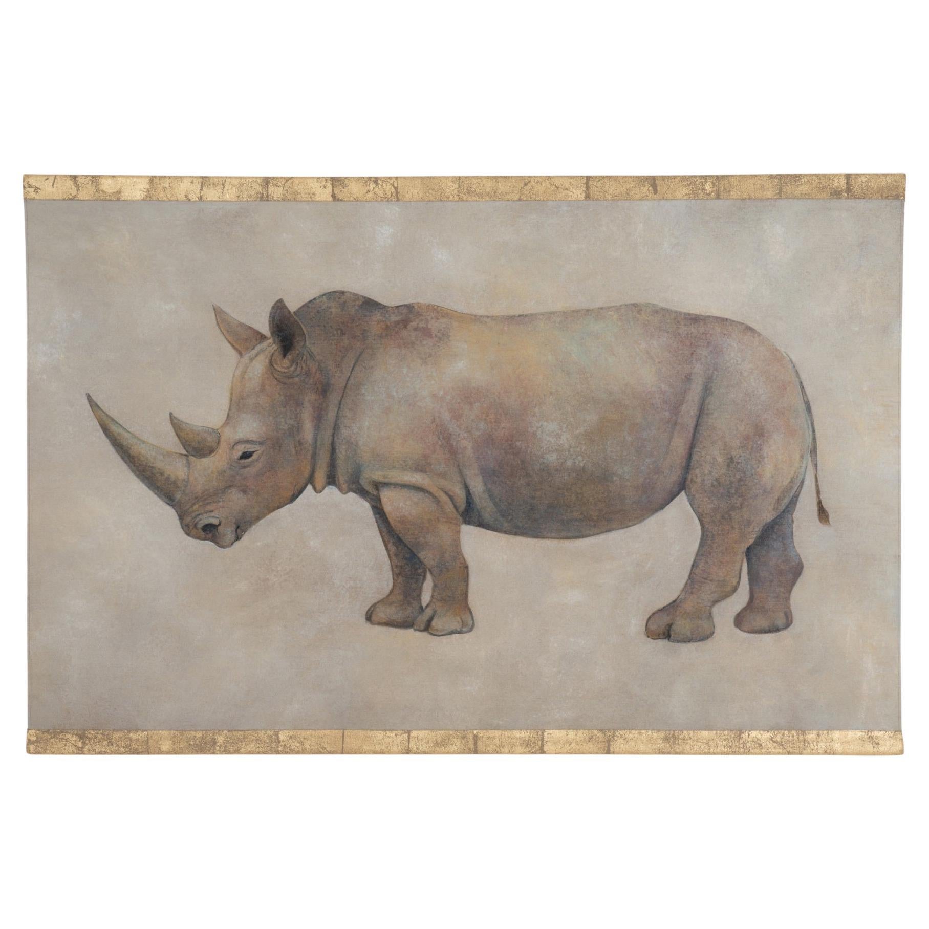 Painted Canvas, Rhinoceros, Contemporary Work For Sale
