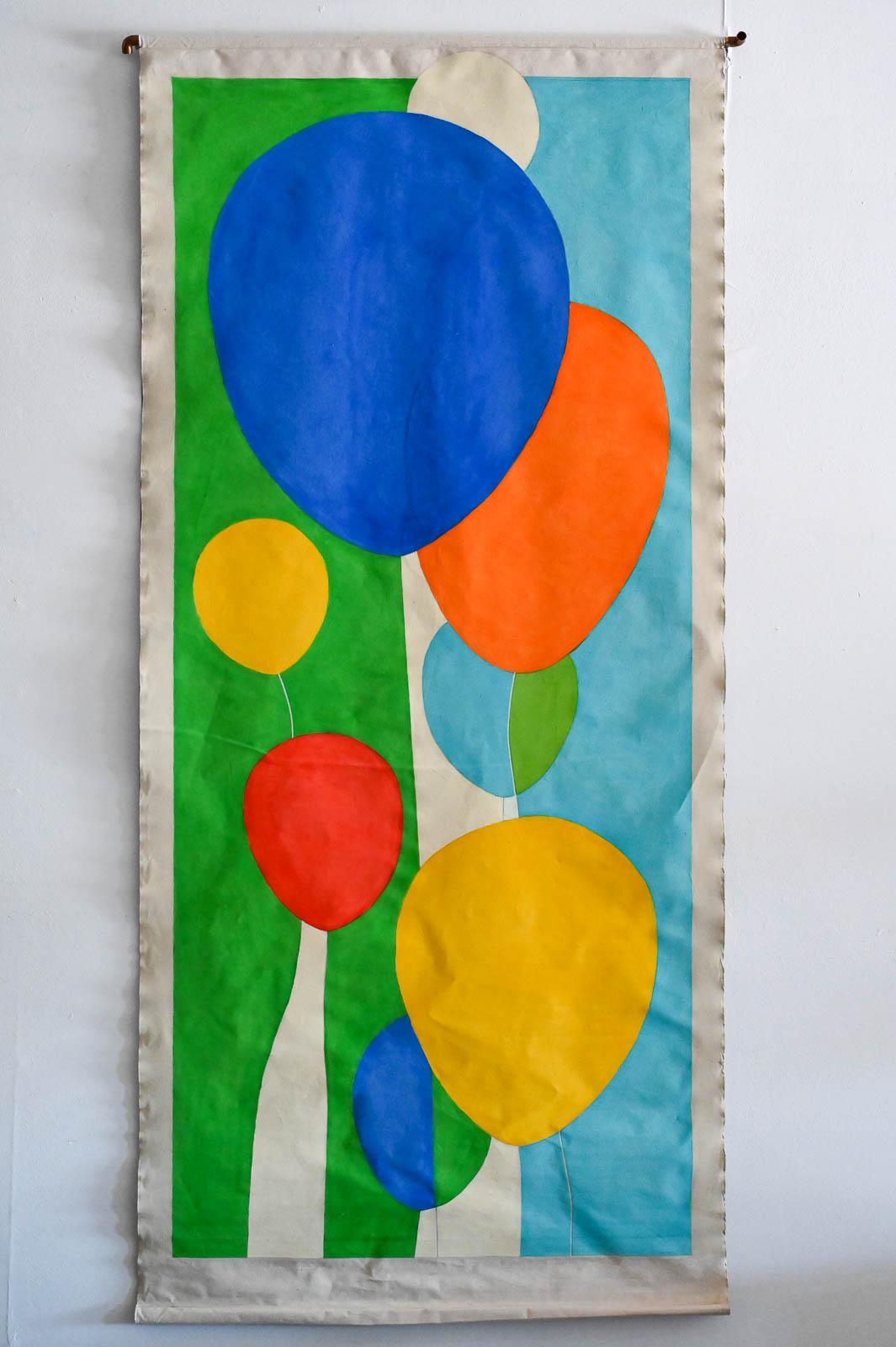 Painted canvas wall hanging by Arizona/California Artist Jean Klafs, 1984. Titled 