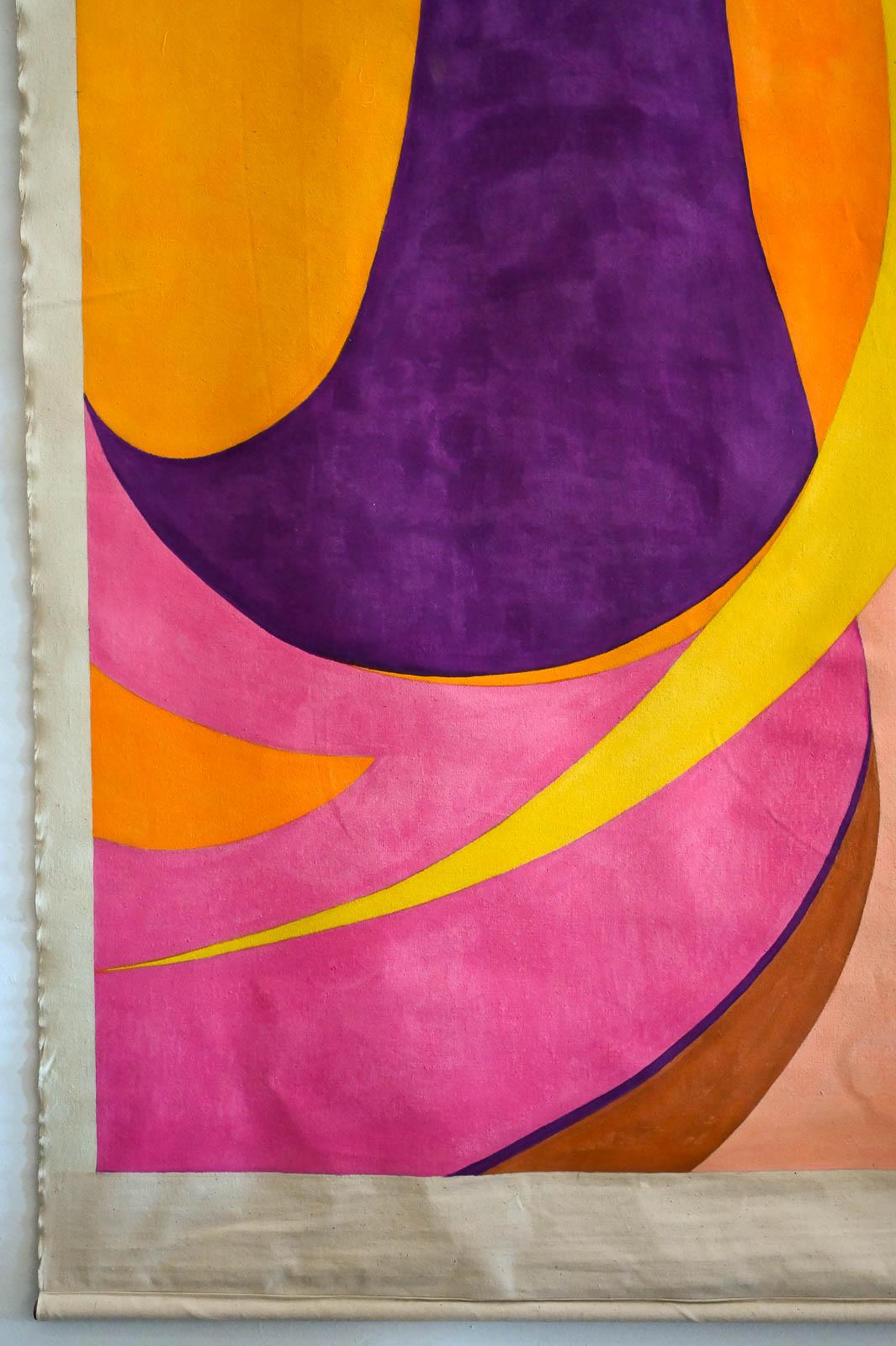 Post-Modern Painted Canvas Wall Hanging by Arizona/California Artist Jean Klafs, 1984 For Sale