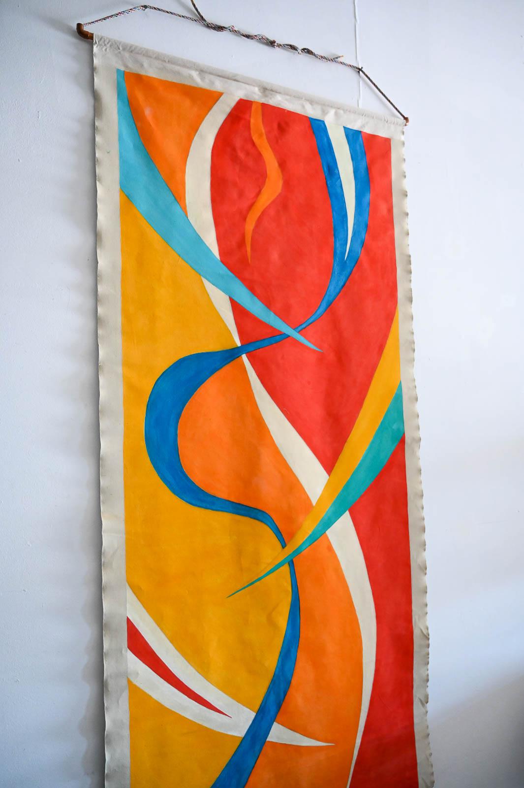 Painted Canvas Wall Hanging by Arizona/California Artist Jean Klafs, 1984 For Sale 2