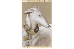 Painted Canvas, White Greyhound, Contemporary Work