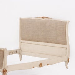 Painted, carved and gilt Louis XV style full size bed circa 1940.