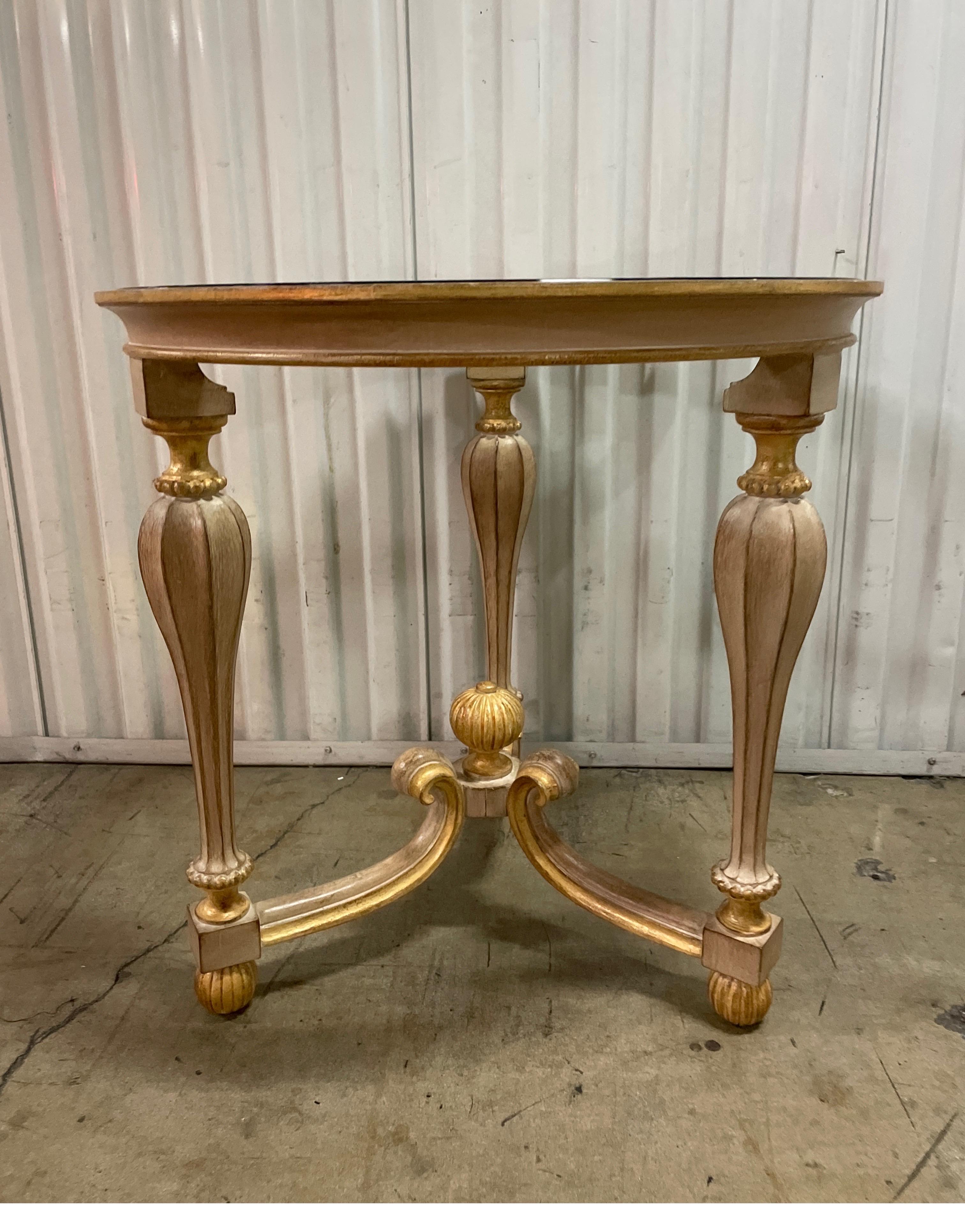 Round carved & painted Neoclassical Italian side table.