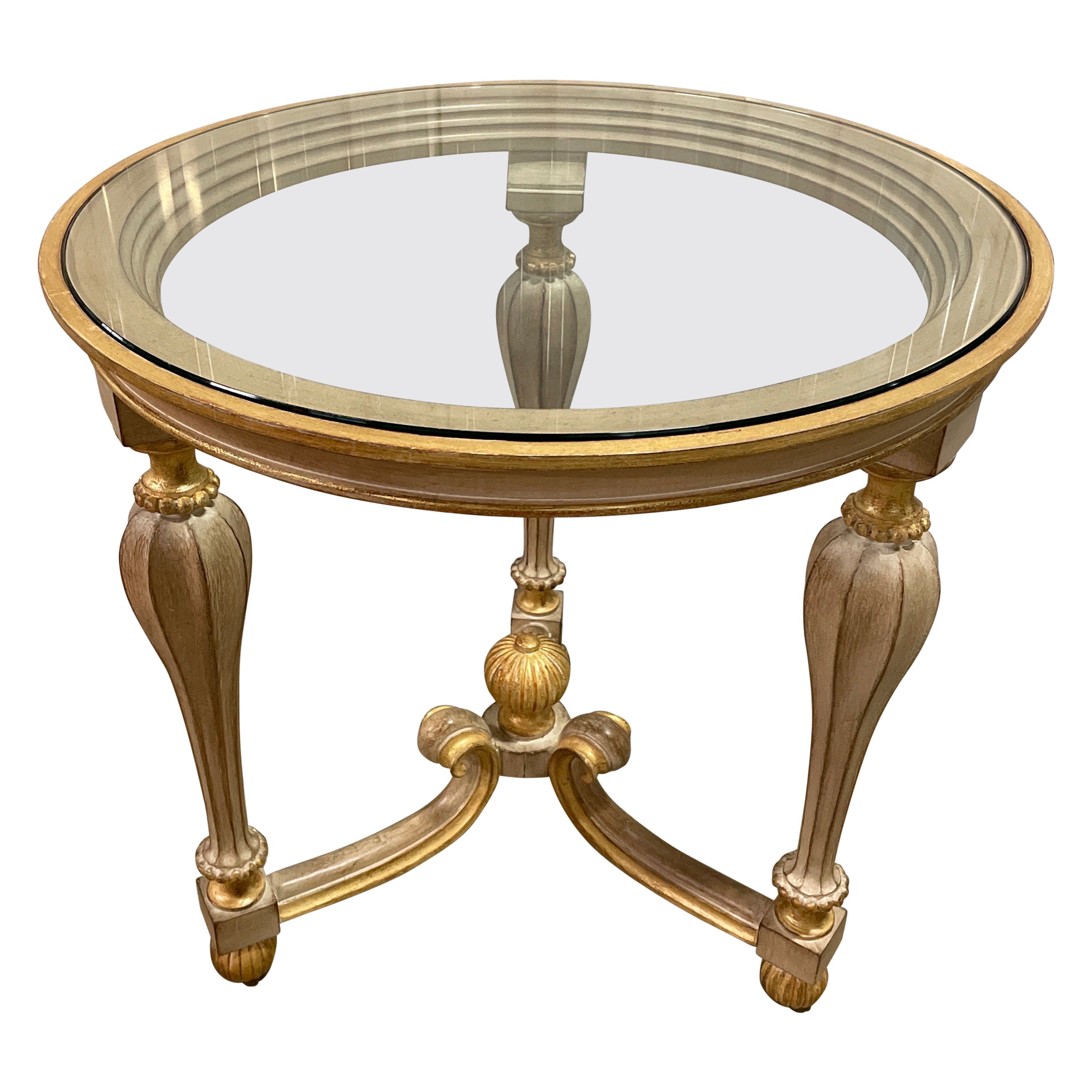 Painted & Carved Glass Top Italian Side / Drinks Table