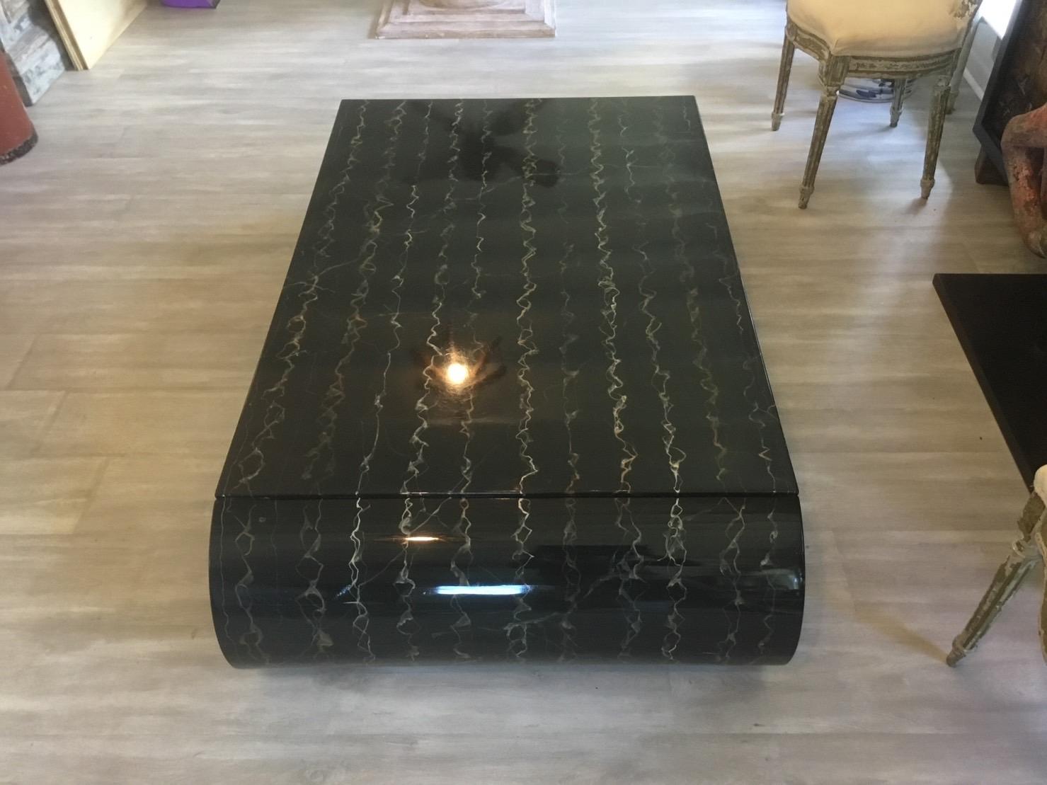 Painted Carved Wood Coffee Table For Sale 1