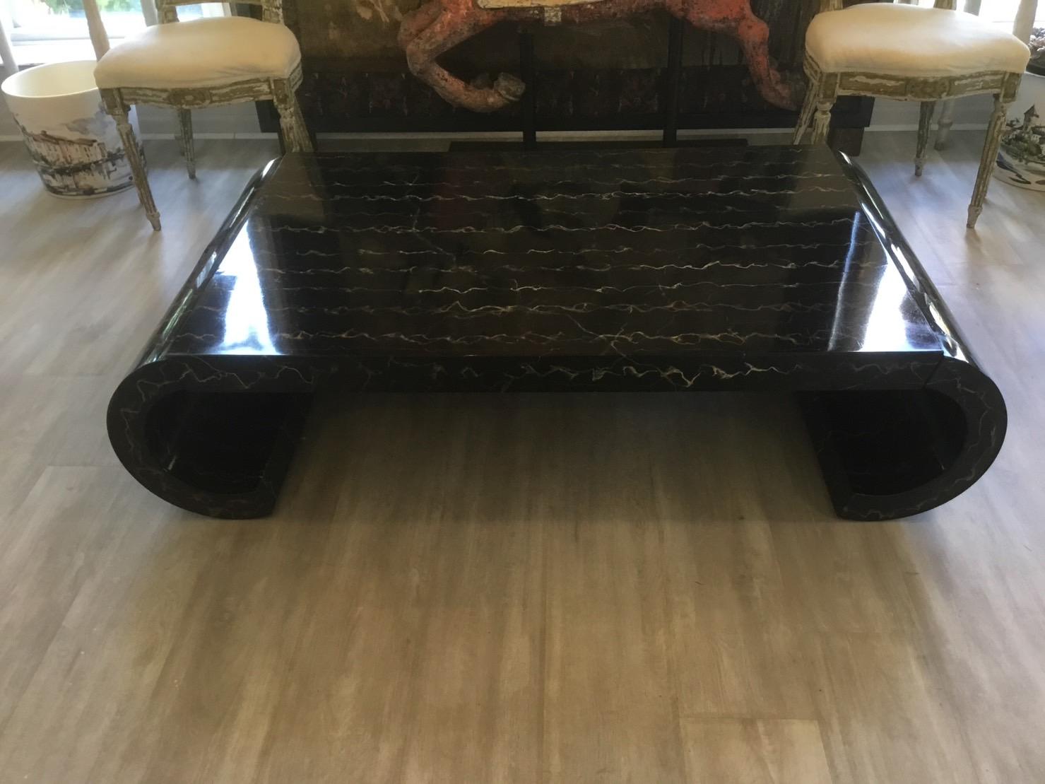 Painted Carved Wood Coffee Table For Sale 2