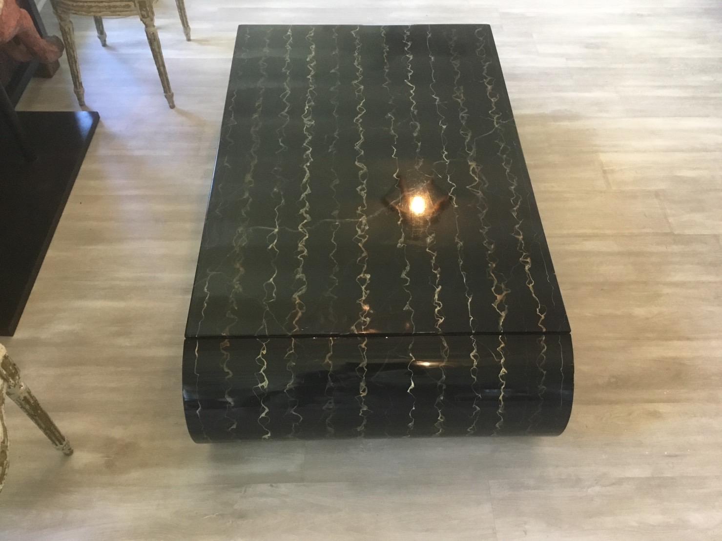 Painted Carved Wood Coffee Table For Sale 3