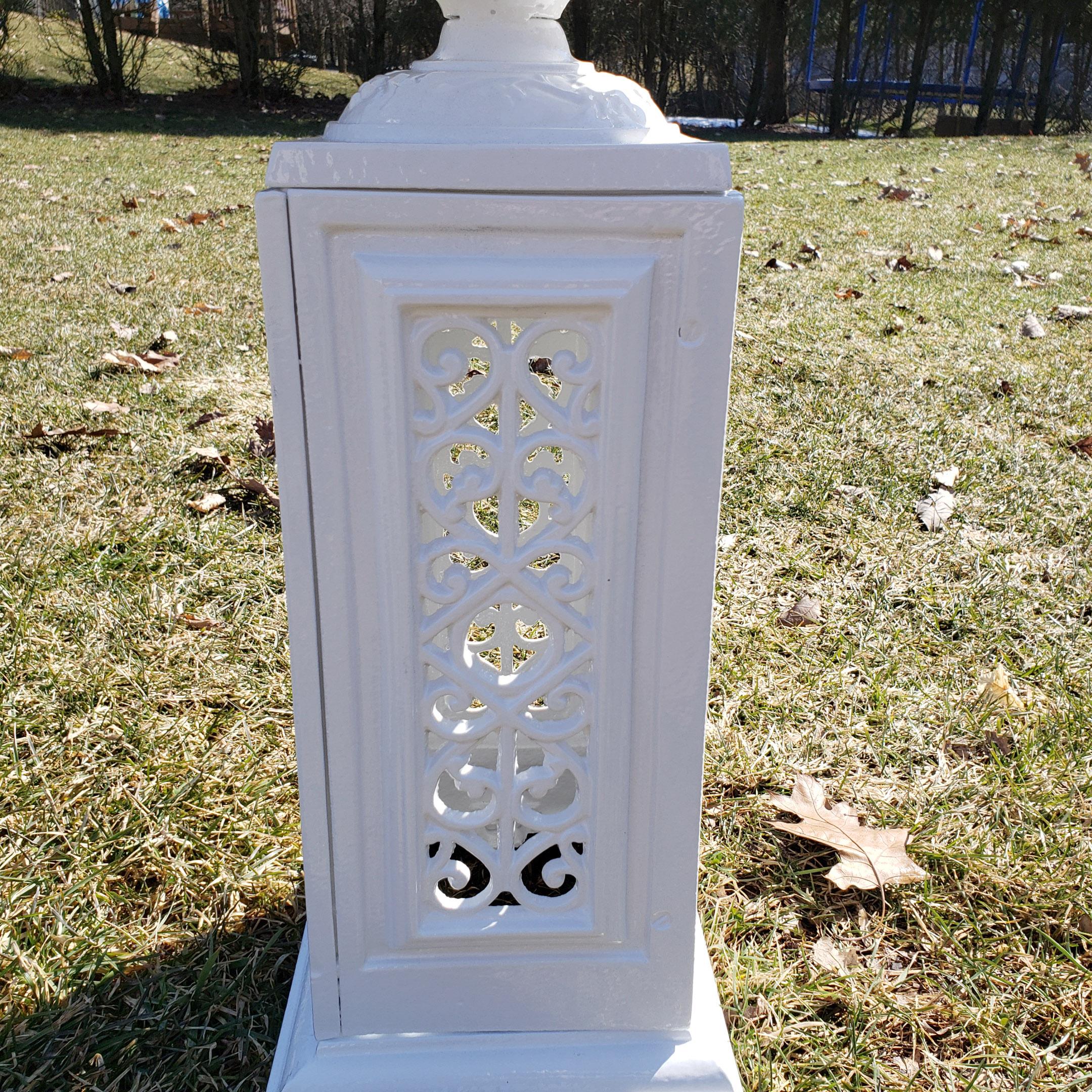 Painted Cast Iron Garden Urns and Pedestal Bases, American, Mid-20th Century For Sale 5