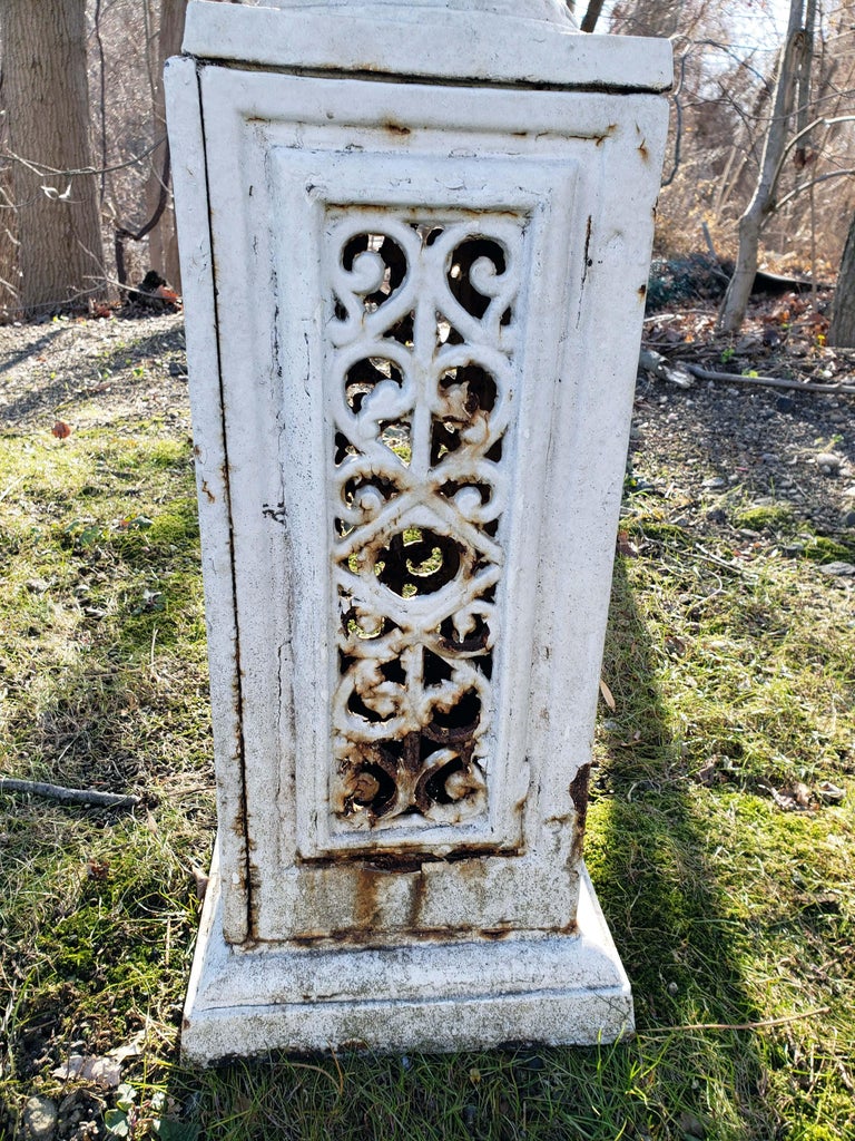 Painted Cast Iron Garden Urns and Pedestal Bases, American, Mid20th