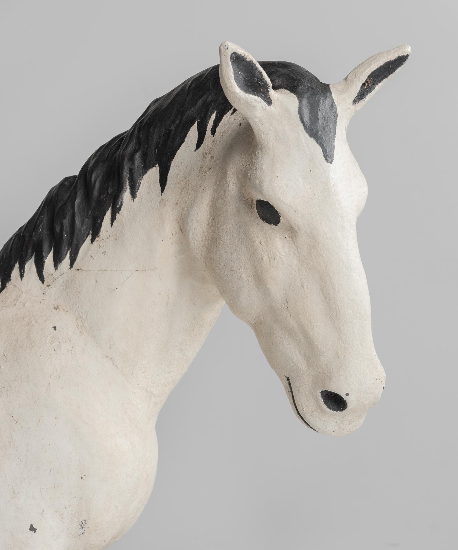 Modern Painted Cast Stone Horse, France, circa 1950