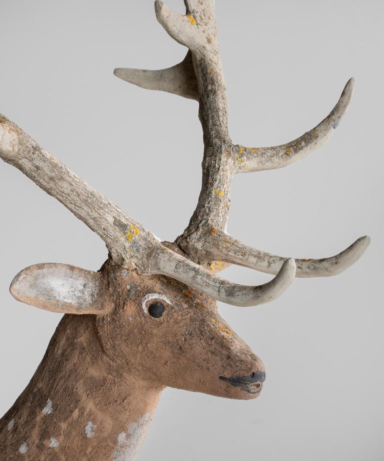 Painted Cement Deer, France, circa 1950 at 1stdibs