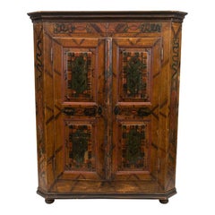 Antique Painted Central European Armoire