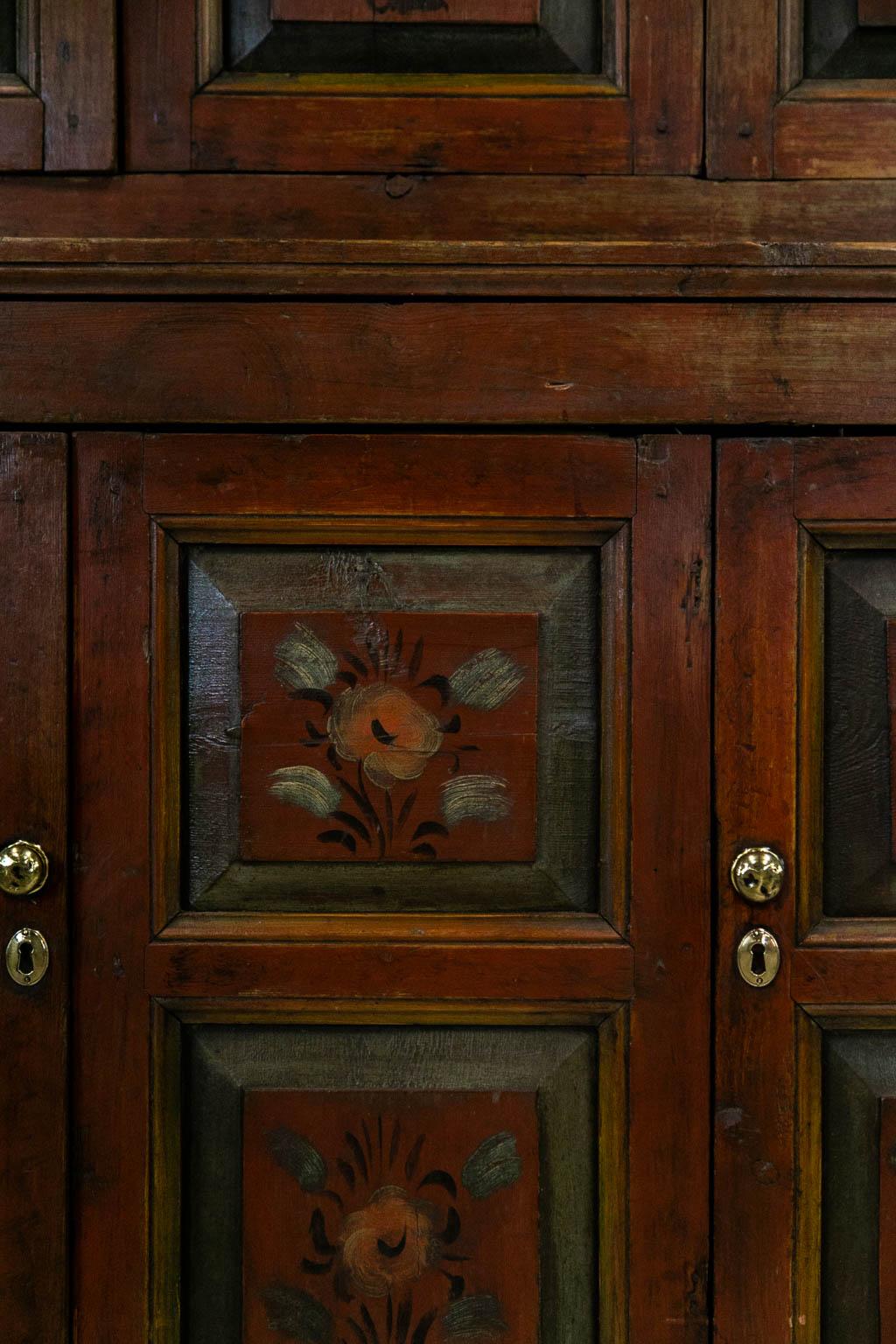 Mid-19th Century Painted Central European Stepback Cupboard