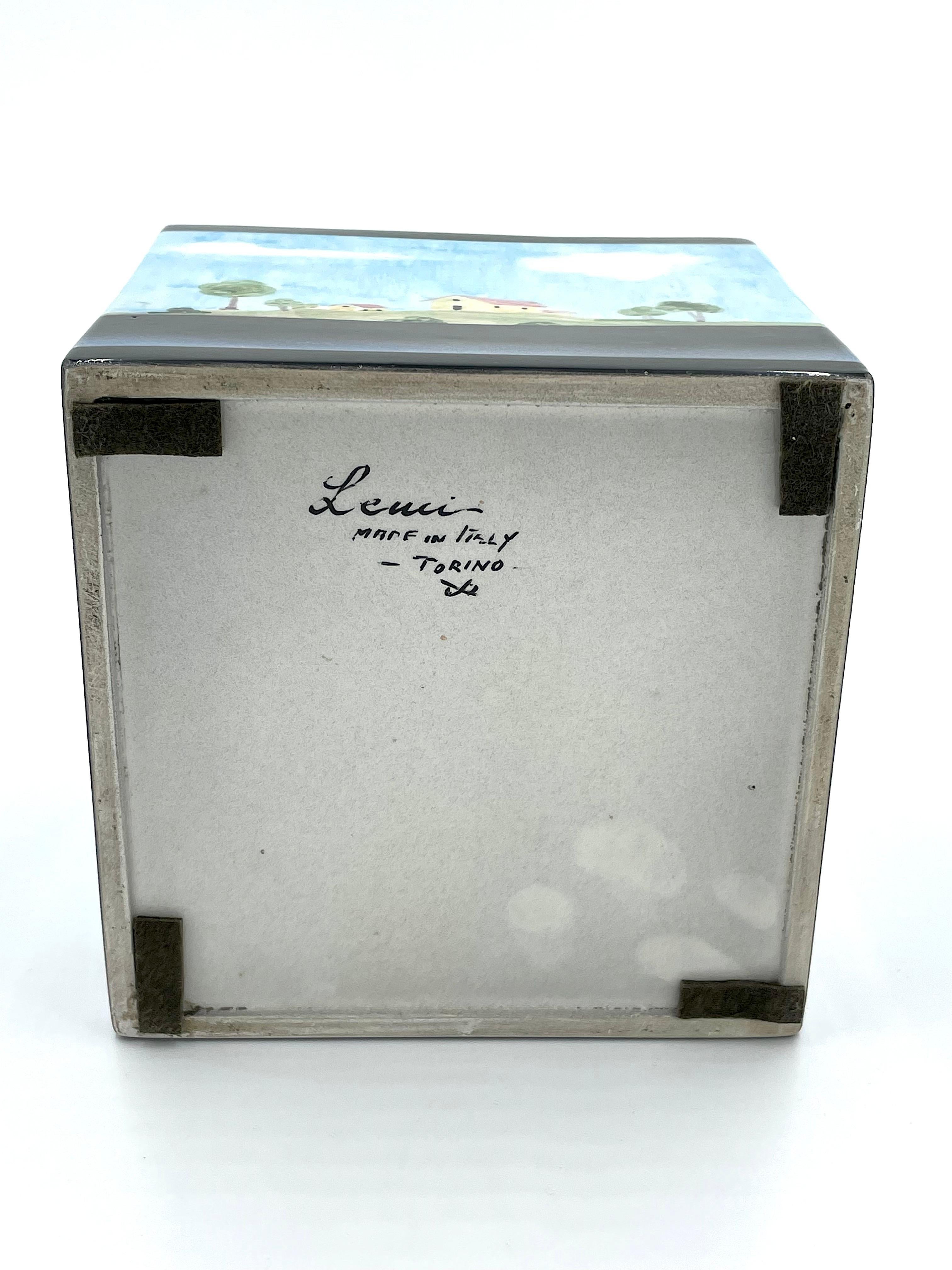 Boîte en céramique peinte, manufacture de Lenci Turin, fin des années 1950 en vente 1