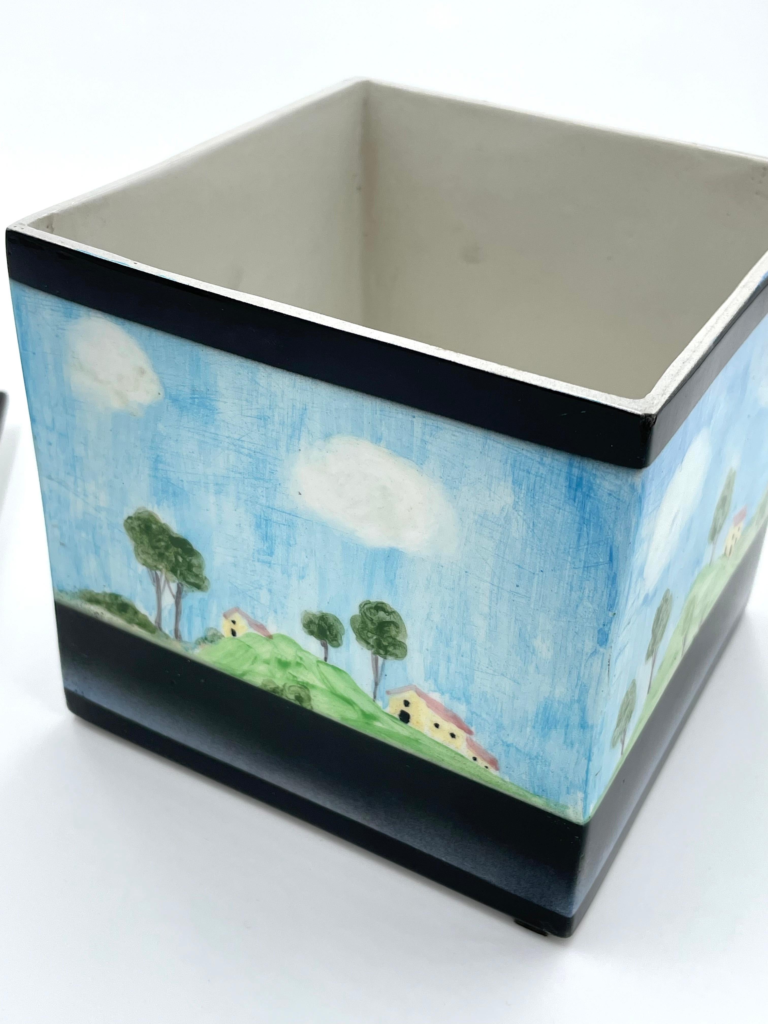 Painted Ceramic Box, Lenci Turin Manufactory, Late 1950s For Sale 1