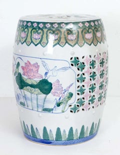 Taburete de jardín de cerámica pintada