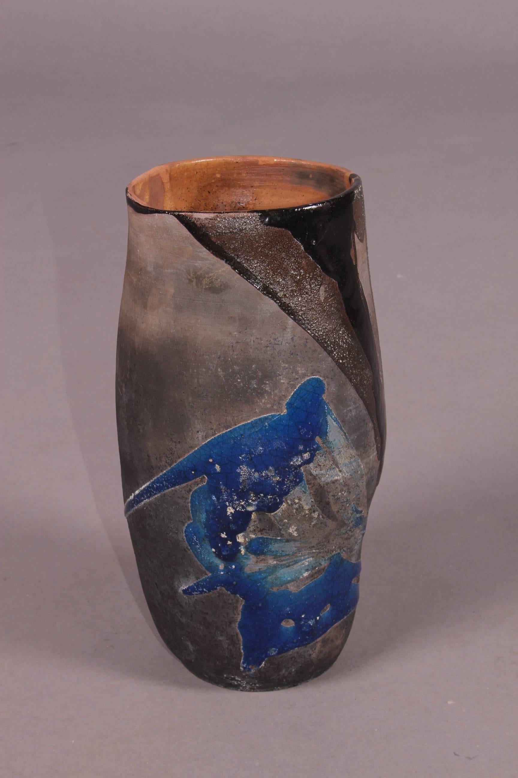 European Painted Ceramic Vase