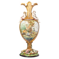 Vase peint et signé Casaltoli. Italie, fin du XIXe siècle.