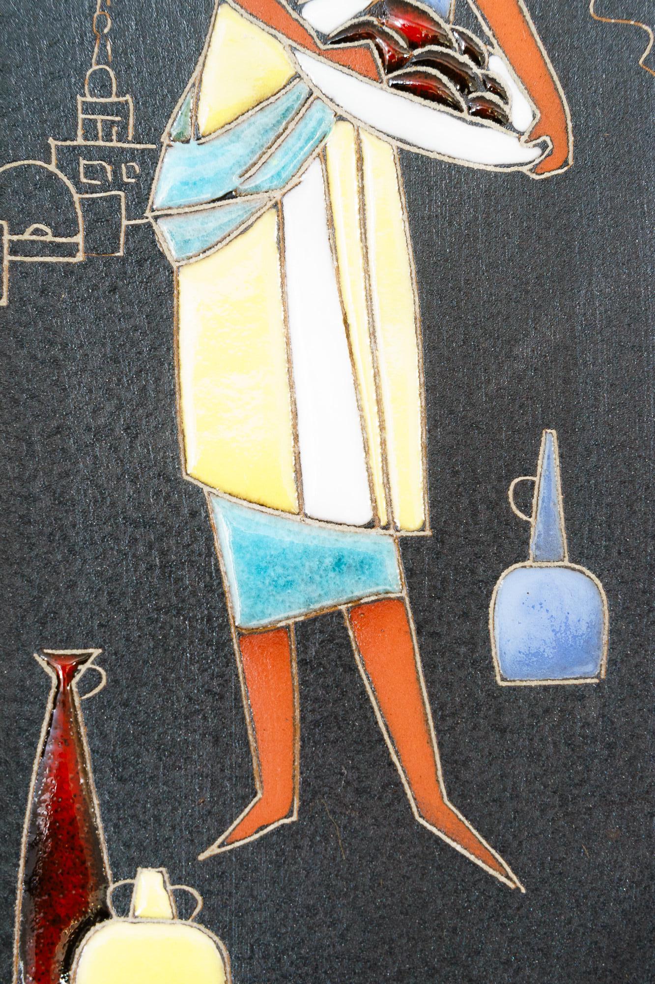 Austriaco Decorazione da parete in ceramica dipinta vienna 1960 circa in vendita