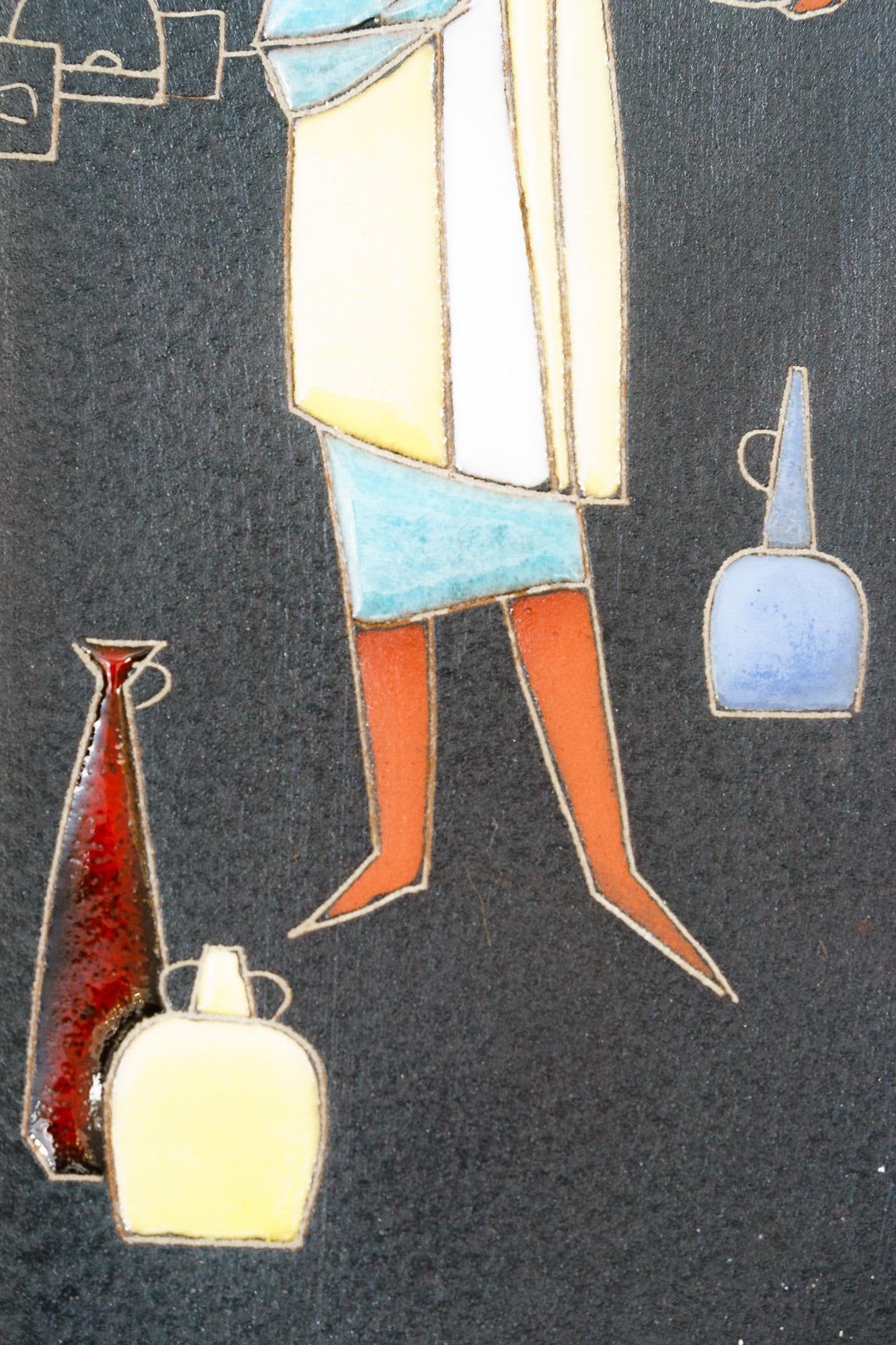 Dipinto a mano Decorazione da parete in ceramica dipinta vienna 1960 circa in vendita
