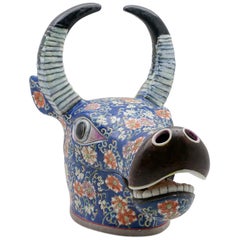 Painted Ceramic Water Buffalo Tureen