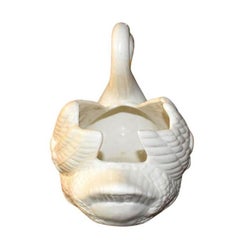 Painted Ceramic White Swan Planter - Signed 1969