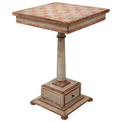 Painted Checkerboard Pedestal Side Table