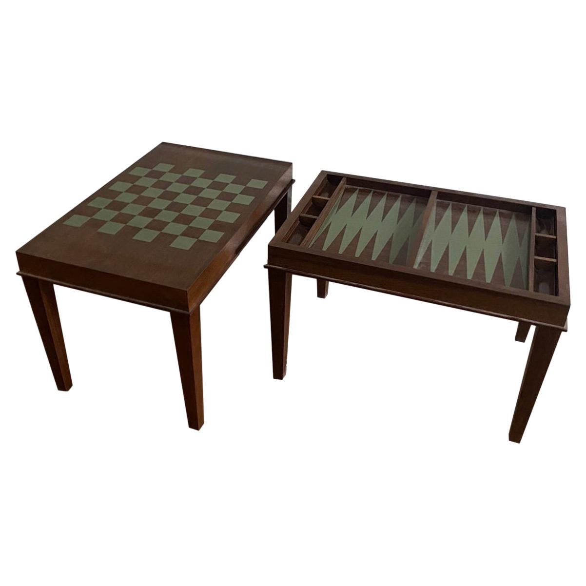 Bemalte Schach- und Backgammon-Spieltische im Angebot