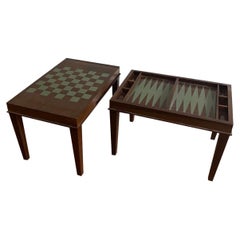 Mesas de juego de ajedrez y backgammon pintadas
