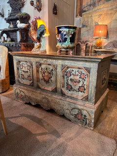 Painted Chest Decorated With Burning Hearts, Transformed Into A Counter