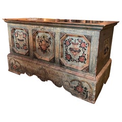 Painted Chest Decorated With Burning Hearts, Transformed Into A Counter