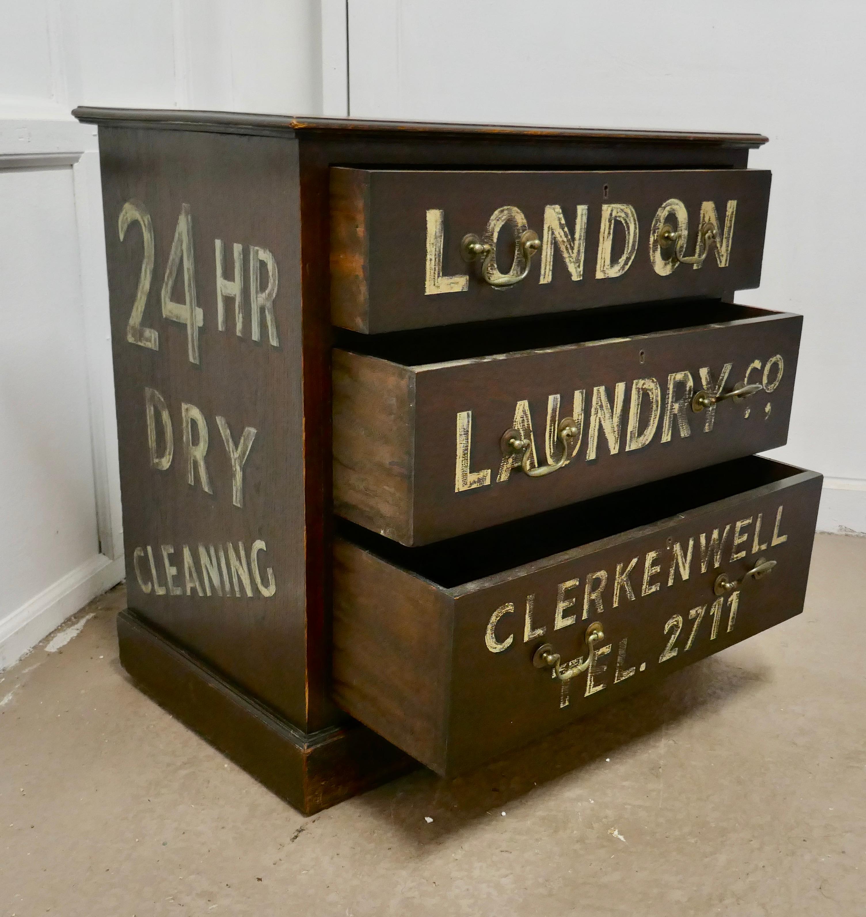 Oak Painted Chest of Drawers, Advertising the London Laundry Co