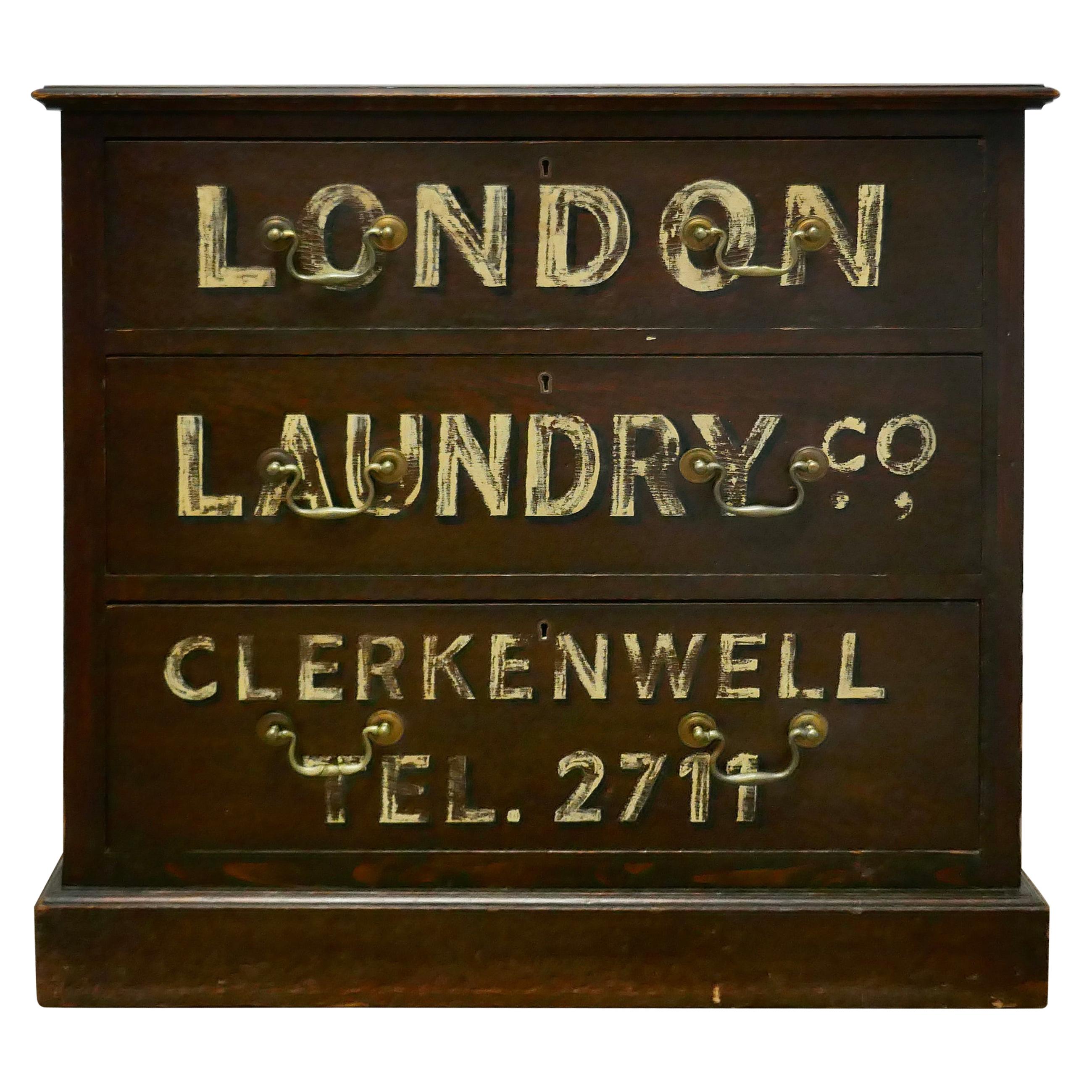 Painted Chest of Drawers, Advertising the London Laundry Co